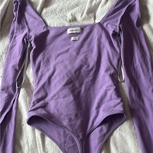 Babaton Purple Bodysuit with Square Neckline